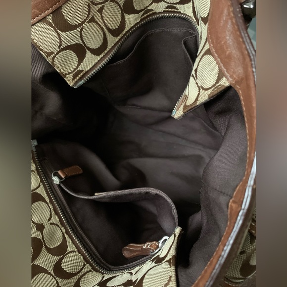 Coach Brown Signature Vintage Tote Bag With Side Pockets - Picture 10 of 12